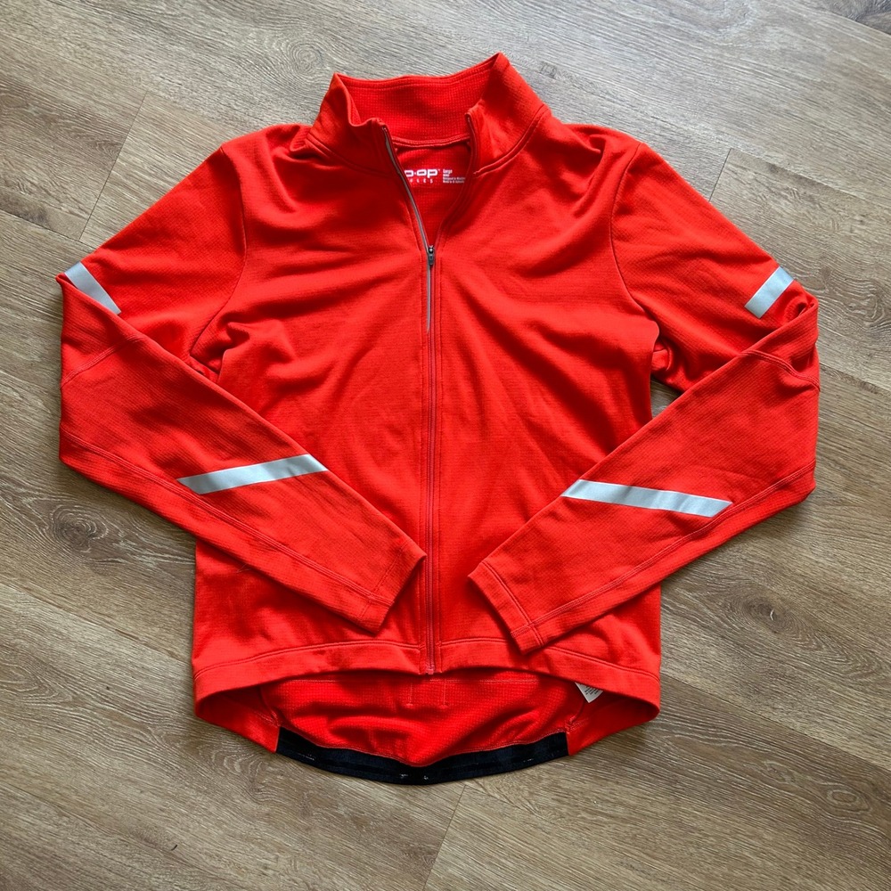 REI Co-op Cycles Mens Red Long Sleeve Cycling Jersey Half Zip Reflective Large